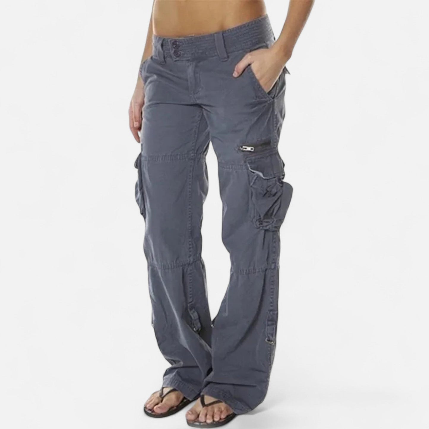Da Donna Pantaloni Cargo a Gamba Larga con Tasche Utility Multiple