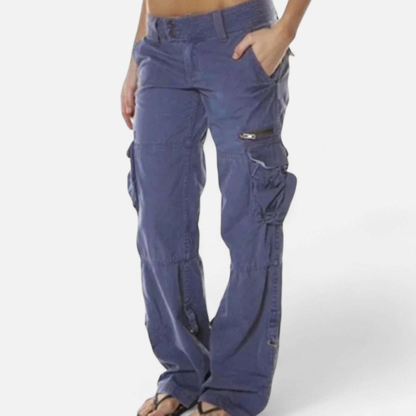 Da Donna Pantaloni Cargo a Gamba Larga con Tasche Utility Multiple
