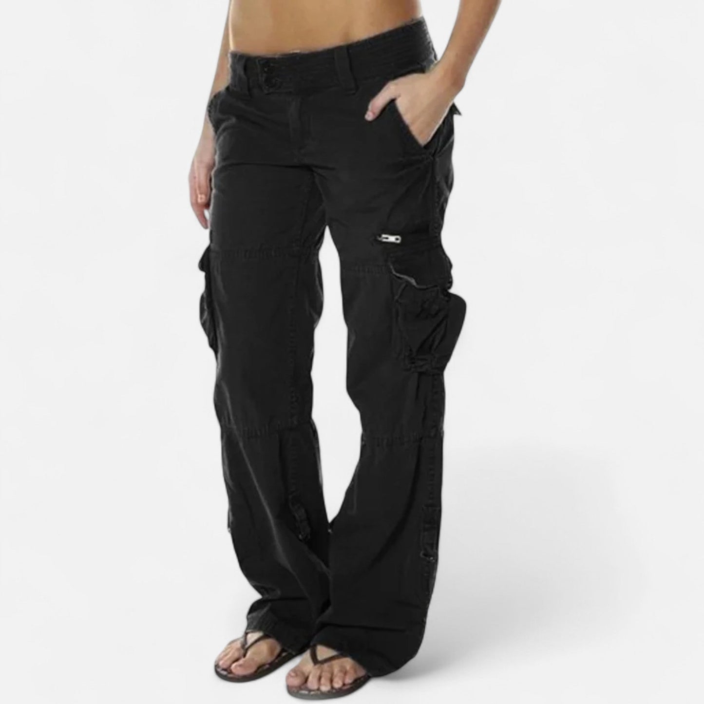 Da Donna Pantaloni Cargo a Gamba Larga con Tasche Utility Multiple