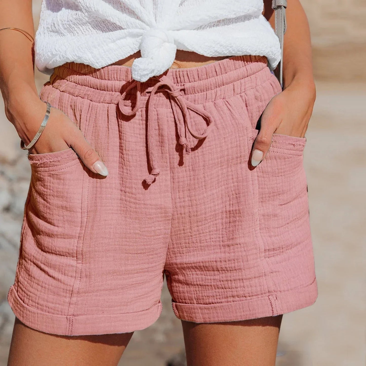 Da Donna Shorts Estivi Relax con Coulisse e Tasche