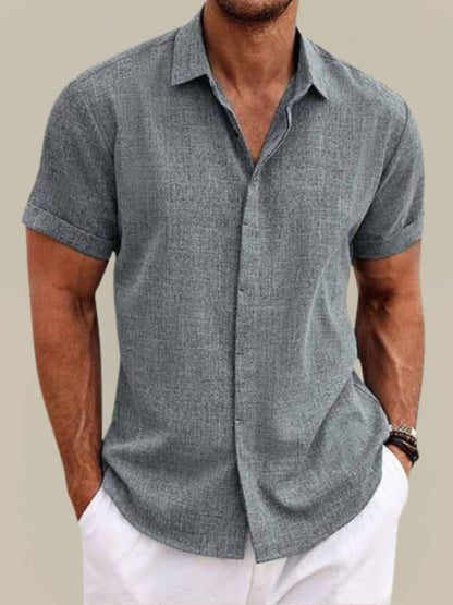 Da Uomo Camicia Relax In Lino Con Colletto