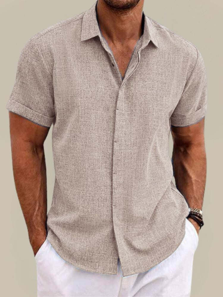 Da Uomo Camicia Relax In Lino Con Colletto