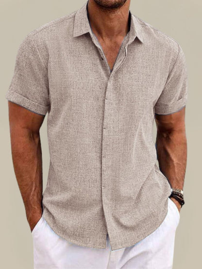 Da Uomo Camicia Relax In Lino Con Colletto