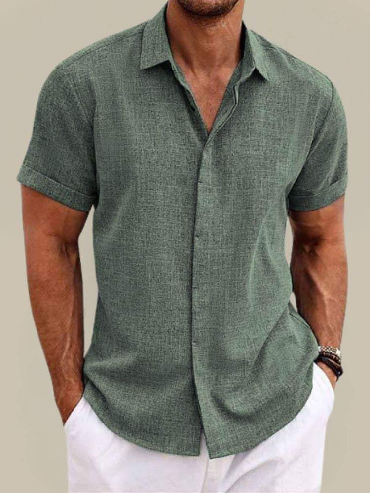 Da Uomo Camicia Relax In Lino Con Colletto