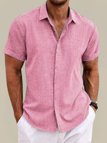 Da Uomo Camicia Relax In Lino Con Colletto