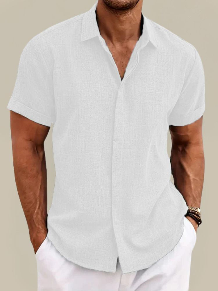 Da Uomo Camicia Relax In Lino Con Colletto