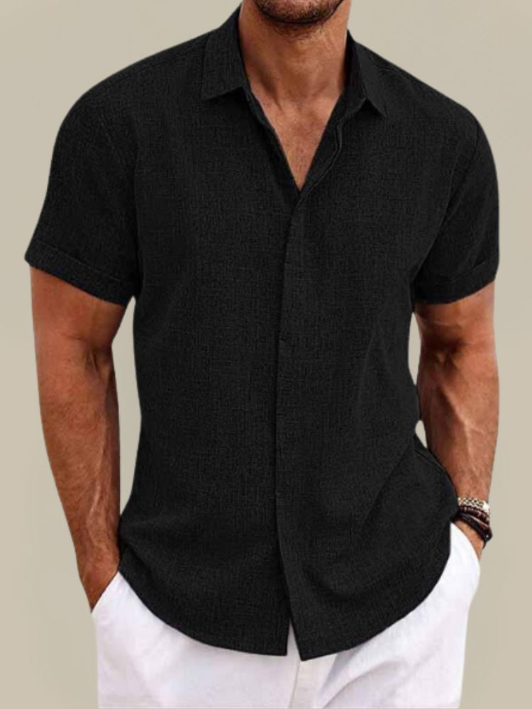 Da Uomo Camicia Relax In Lino Con Colletto