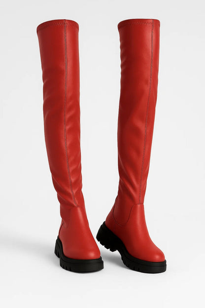 Da Donna Stivali Overknee con Suola Strutturata Minimal