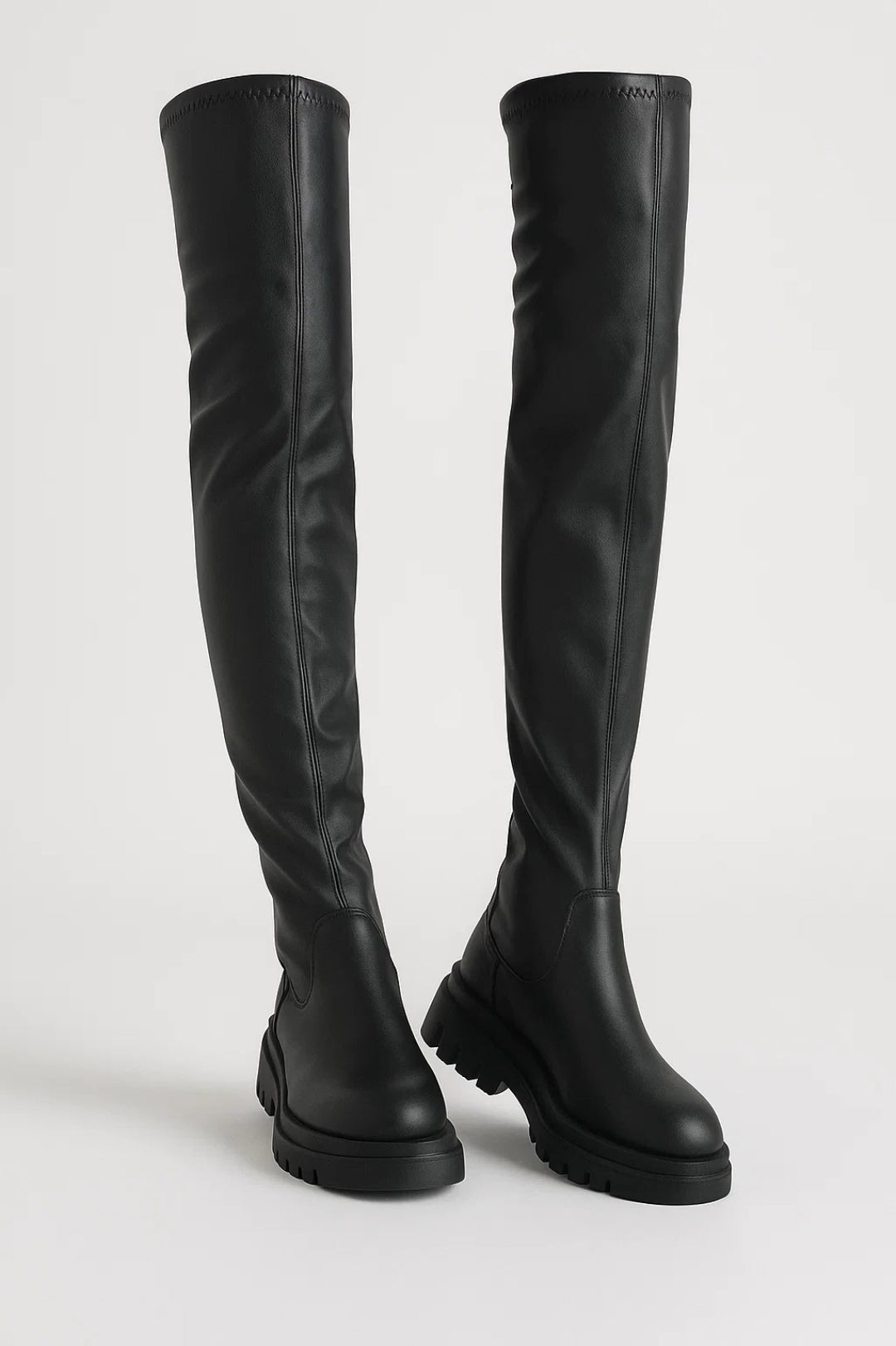 Da Donna Stivali Overknee con Suola Strutturata Minimal