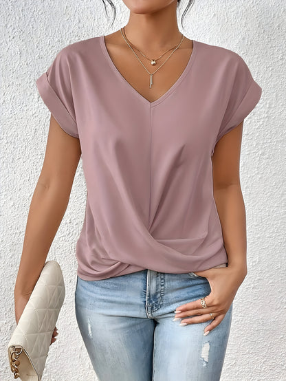 Da Donna Blusa Scollo V Drappeggio Relax Eleganza Moderna
