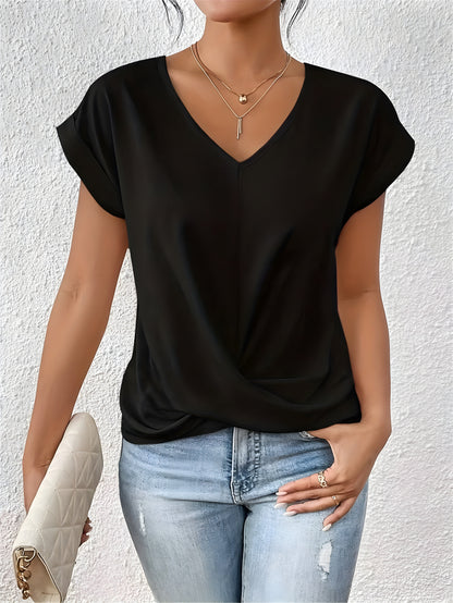 Da Donna Blusa Scollo V Drappeggio Relax Eleganza Moderna
