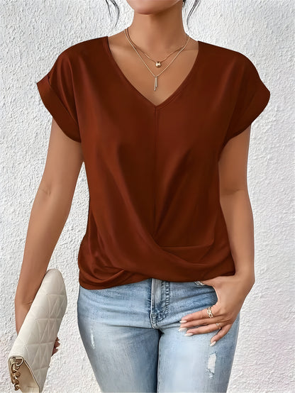 Da Donna Blusa Scollo V Drappeggio Relax Eleganza Moderna