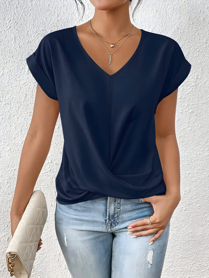 Da Donna Blusa Scollo V Drappeggio Relax Eleganza Moderna