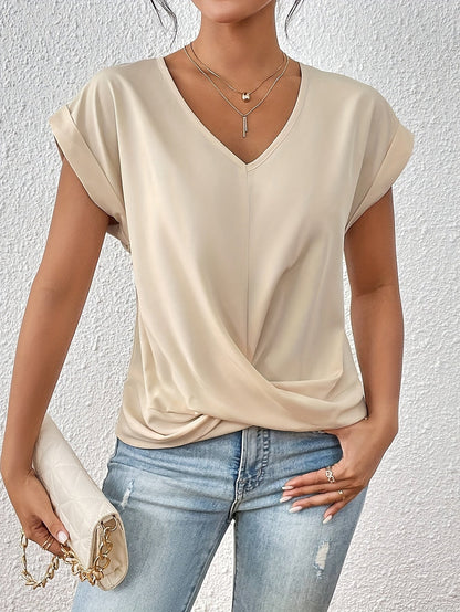Da Donna Blusa Scollo V Drappeggio Relax Eleganza Moderna