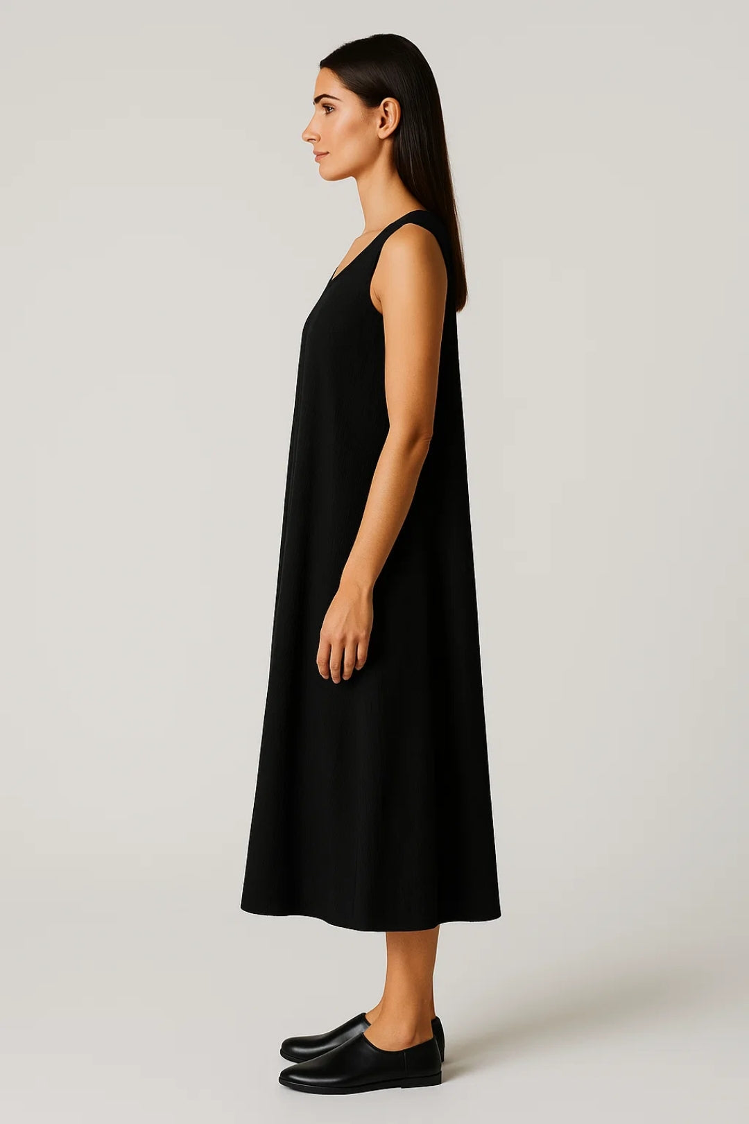 Da Donna Abito Maxi Svasato Senza Maniche con Scollo Rotondo