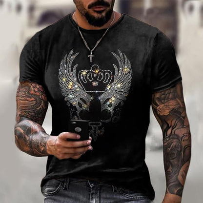 Da Uomo T-Shirt Grafica Croce Strass Urban Moderna