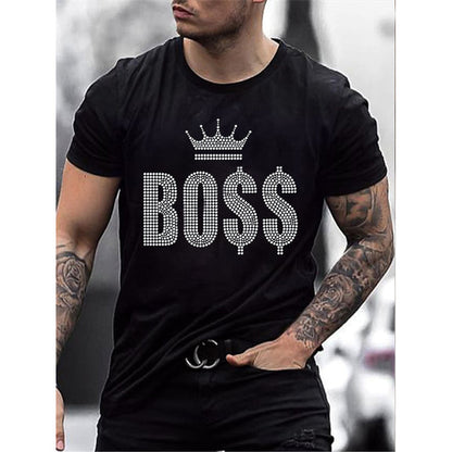 Da Uomo T-Shirt Grafica Croce Strass Urban Moderna