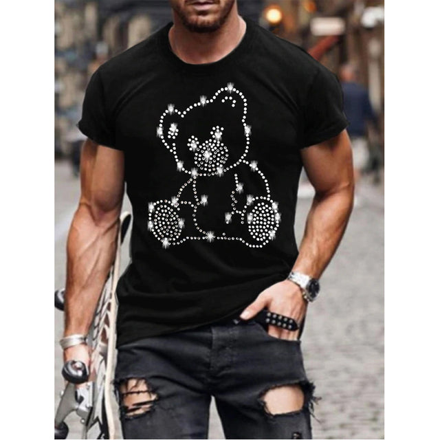 Da Uomo T-Shirt Grafica Croce Strass Urban Moderna