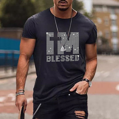 Da Uomo T-Shirt Grafica Croce Strass Urban Moderna