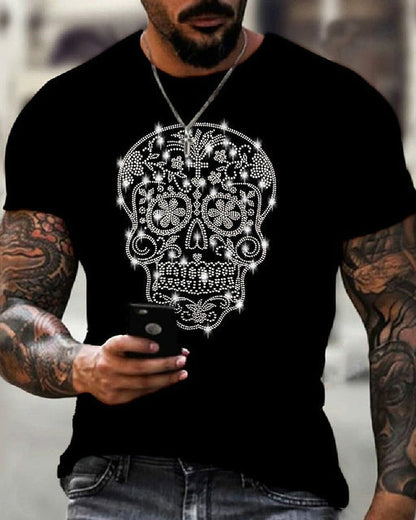 Da Uomo T-Shirt Grafica Croce Strass Urban Moderna