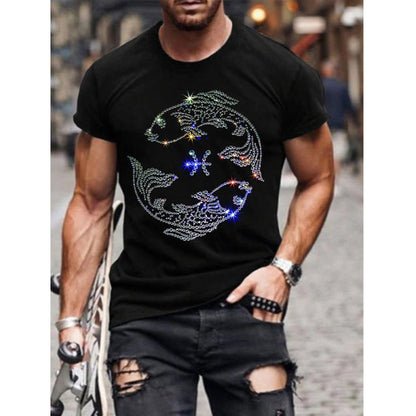 Da Uomo T-Shirt Grafica Croce Strass Urban Moderna