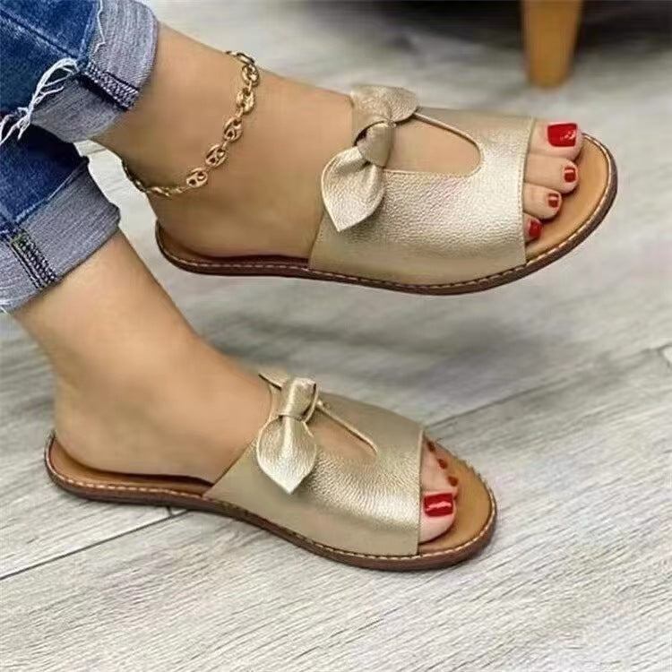 Da Donna Sandali Flat con Fiocco e Punta Aperta