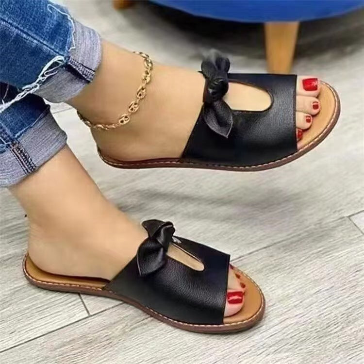 Da Donna Sandali Flat con Fiocco e Punta Aperta