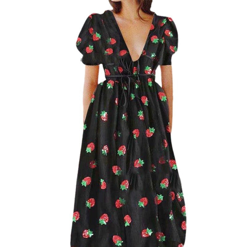 Da Donna Abito Maxi Mesh Ruffle Silhouette Romantica