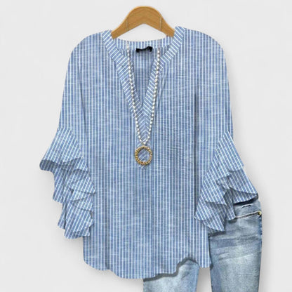 Da Donna Blusa Motivo Stampato Maniche Balze Relax Moderna