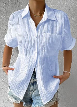 Da Donna Camicia Texture Relax Fit Maniche Corte Essential