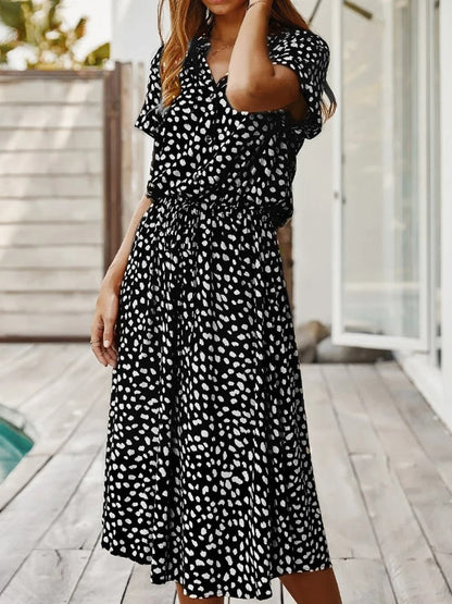 Da Donna Abito Midi Stampato Cintura Regolabile Casual Moderna