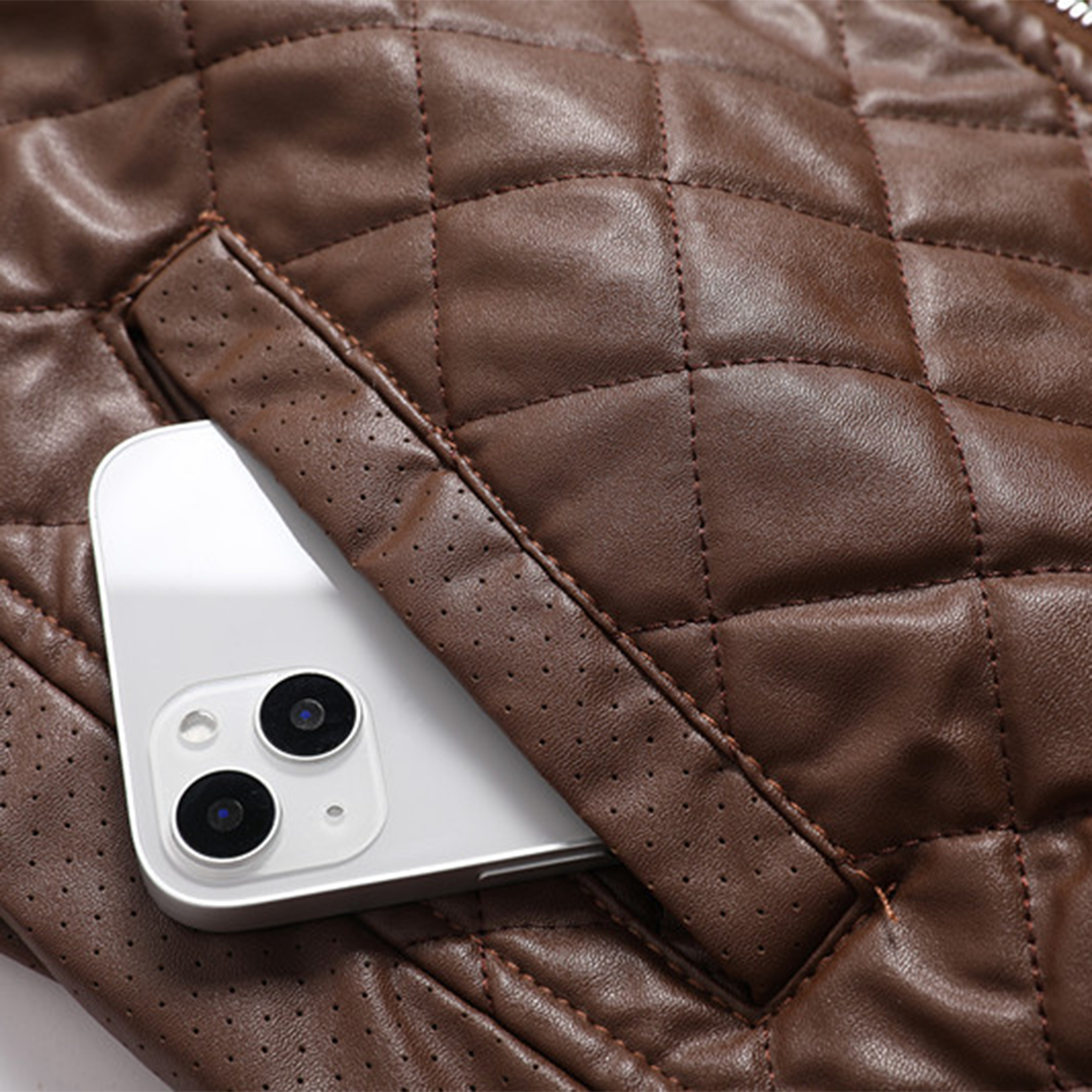 Da Uomo Giacca Trapuntata Slim Con Zip Frontale