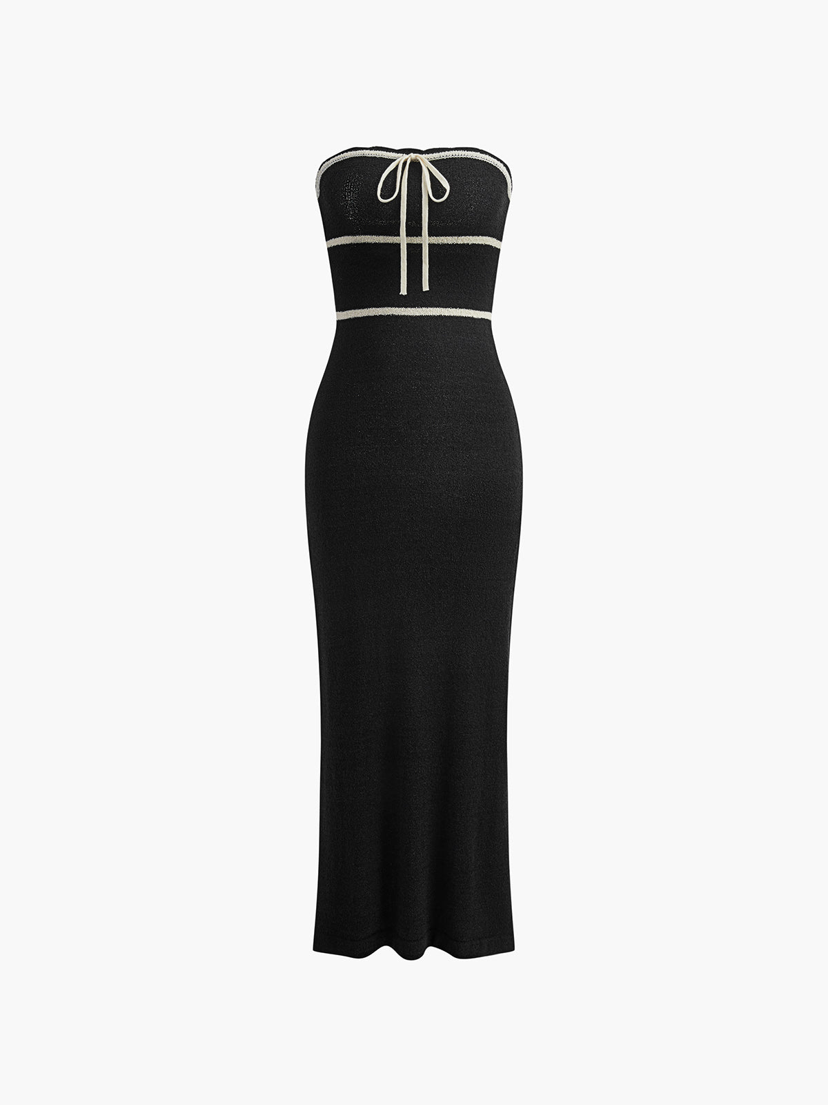 Da Donna Abito Midi Senza Spalline con Dettaglio Nodo Frontale