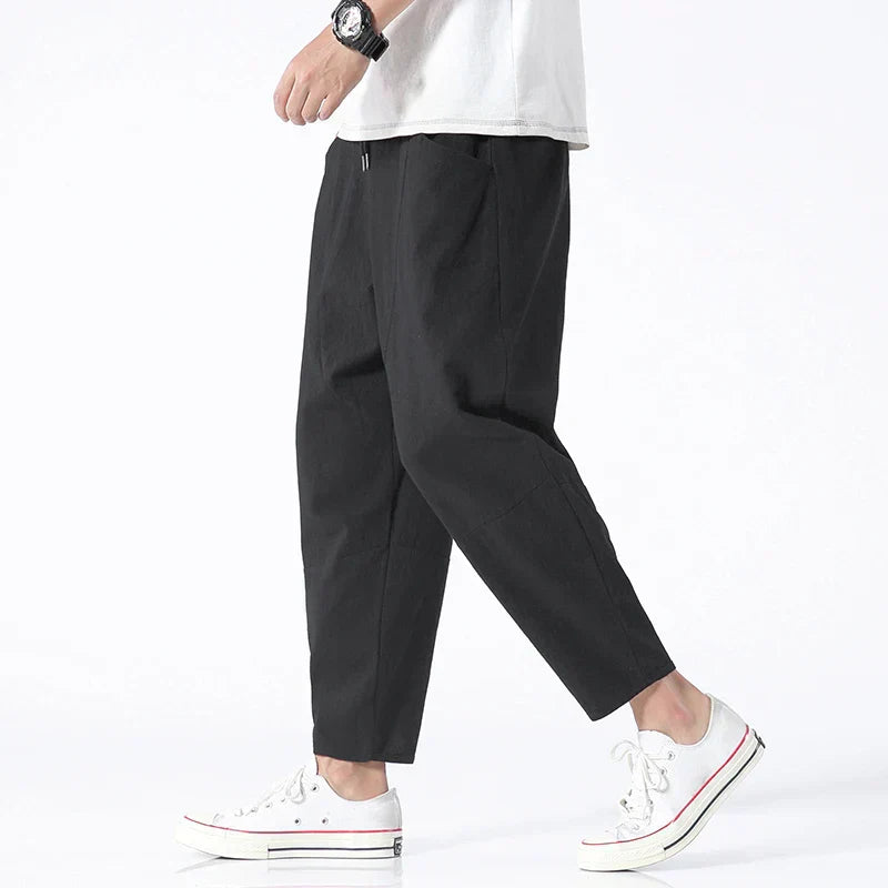 Da Uomo Pantaloni Cropped Coulisse Vestibilità Ampia Relax Moderna