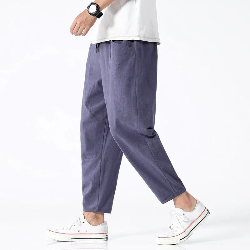 Da Uomo Pantaloni Cropped Coulisse Vestibilità Ampia Relax Moderna