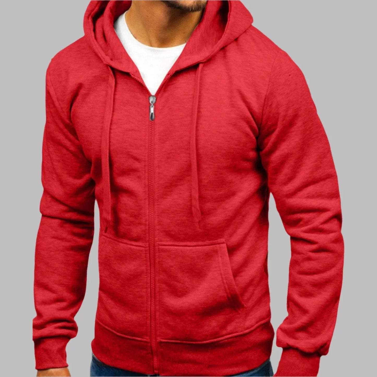 Da Uomo Felpa Zip Cappuccio Relax Casual Moderna