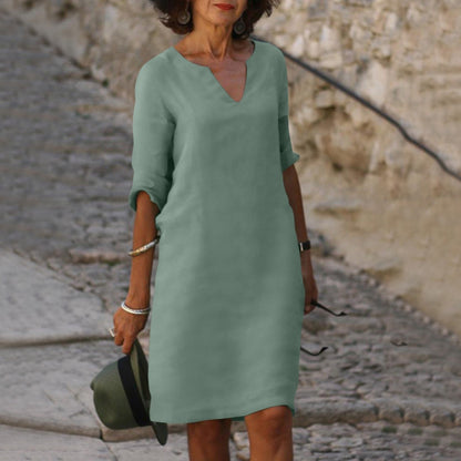Donna Abito Midi Linea Morbida Stile Estivo Raffinato