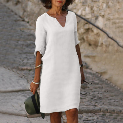 Donna Abito Midi Linea Morbida Stile Estivo Raffinato