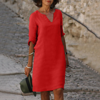 Donna Abito Midi Linea Morbida Stile Estivo Raffinato