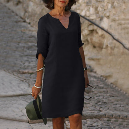 Donna Abito Midi Linea Morbida Stile Estivo Raffinato