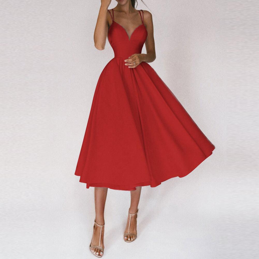 Da Donna Abito Midi Svasato Spalline Sottili Eleganza Moderna