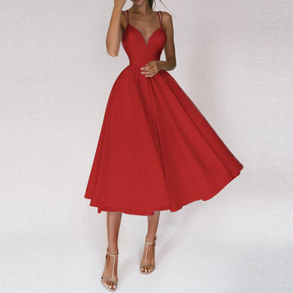 Da Donna Abito Midi Svasato Spalline Sottili Eleganza Moderna