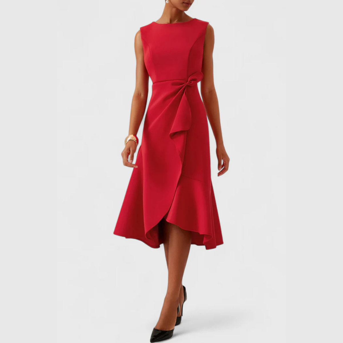 Da Donna Abito Midi Drappeggio Asimmetrico Eleganza Moderna