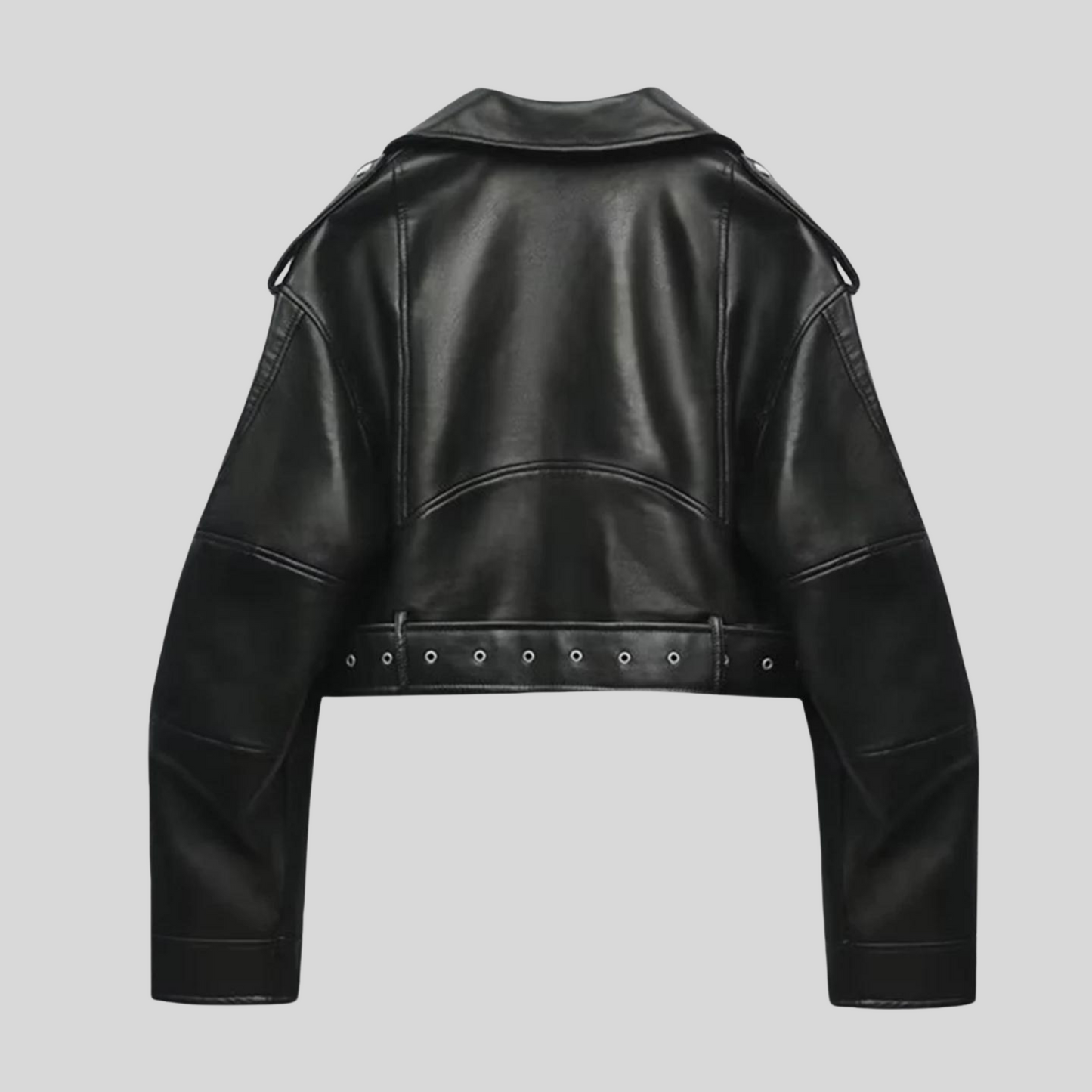 Da Donna Giacca Biker Cropped Con Cintura Strutturata