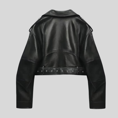 Da Donna Giacca Biker in Ecopelle con Cintura