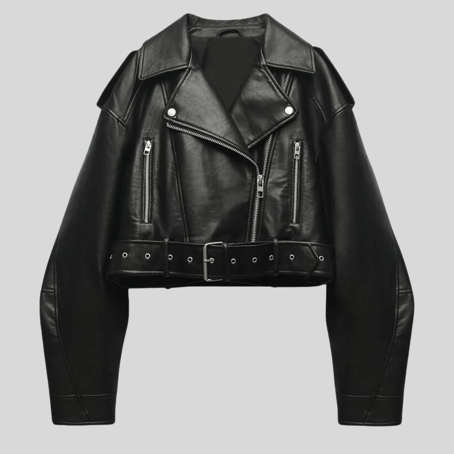Da Donna Giacca Biker in Ecopelle con Cintura