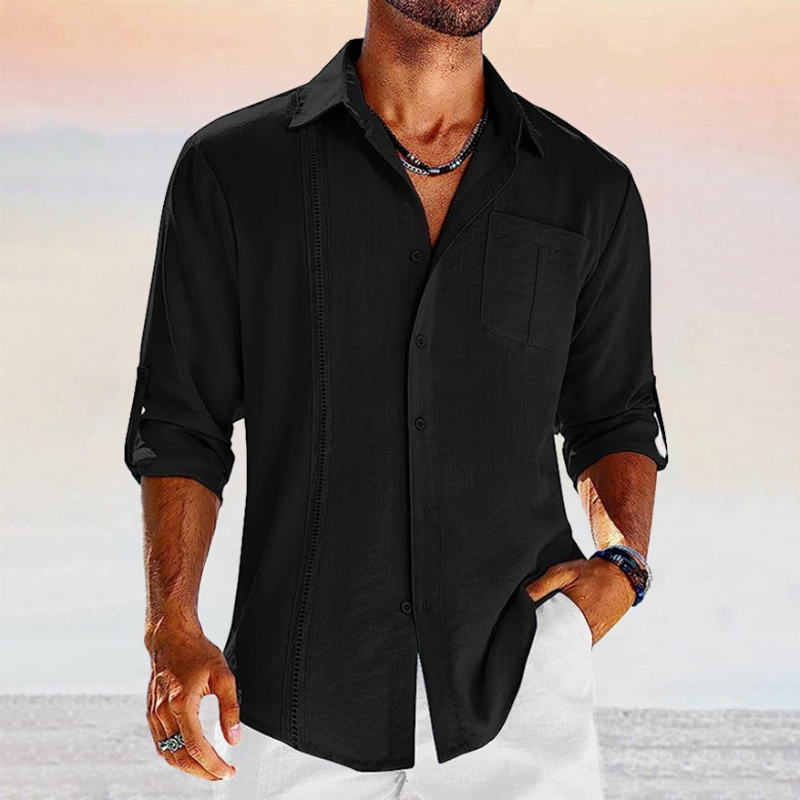 Da Uomo Camicia Cuciture Decorative Colletto Aperto Relax Moderna