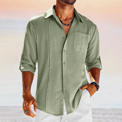 Da Uomo Camicia Cuciture Decorative Colletto Aperto Relax Moderna