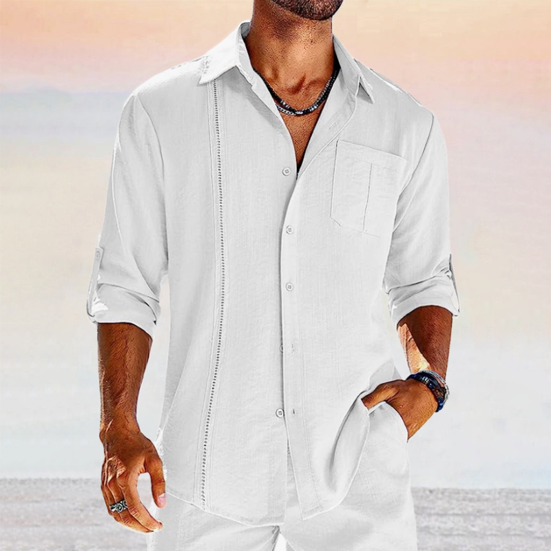 Da Uomo Camicia Cuciture Decorative Colletto Aperto Relax Moderna