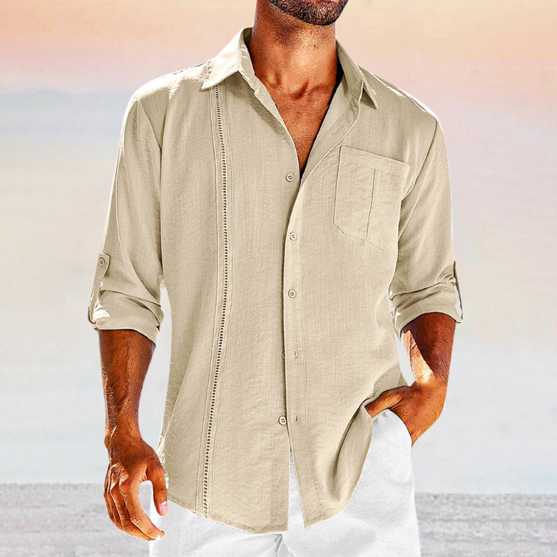 Da Uomo Camicia Cuciture Decorative Colletto Aperto Relax Moderna